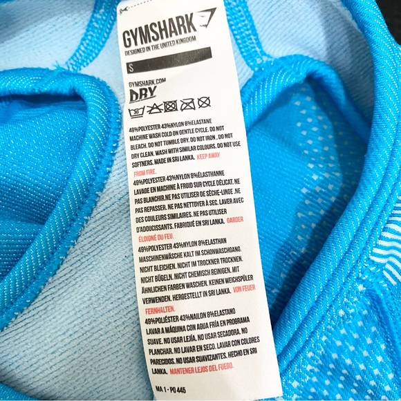 GYMSHARK Neon Blue Ultra Seamless Crop Top Size S - Picture 11 of 13